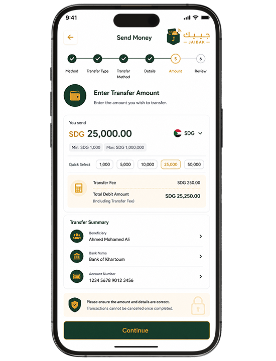 Enter the Amount you whish to Transfer 